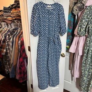 Universal Thread Long Jumpsuit - Blue and White